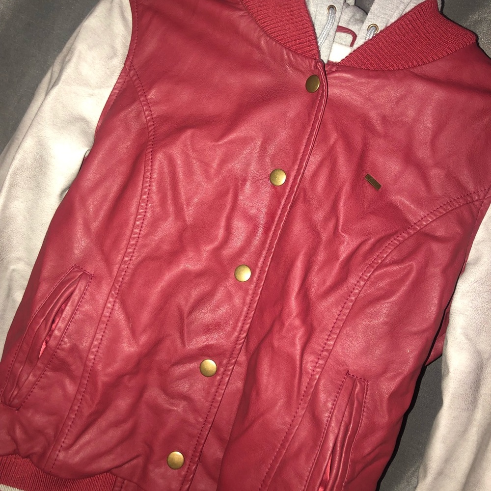 Leather varsity jacket
